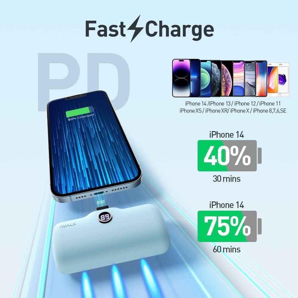 iWalk 4800mAh Lightning 20W Pocket Power Bank - Blue iWalk 4800mAh Lightning 20W Pocket Power Bank - Blue